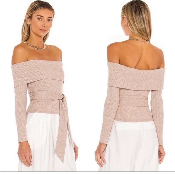 Lovers + Friends Off-Shoulder Ramona side tie sweater size Small - Picture 10 of 10